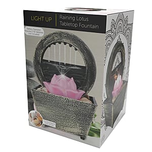 Closeout Battery-Operated LED Raining Lotus Tabletop Fountain with Cobblestones