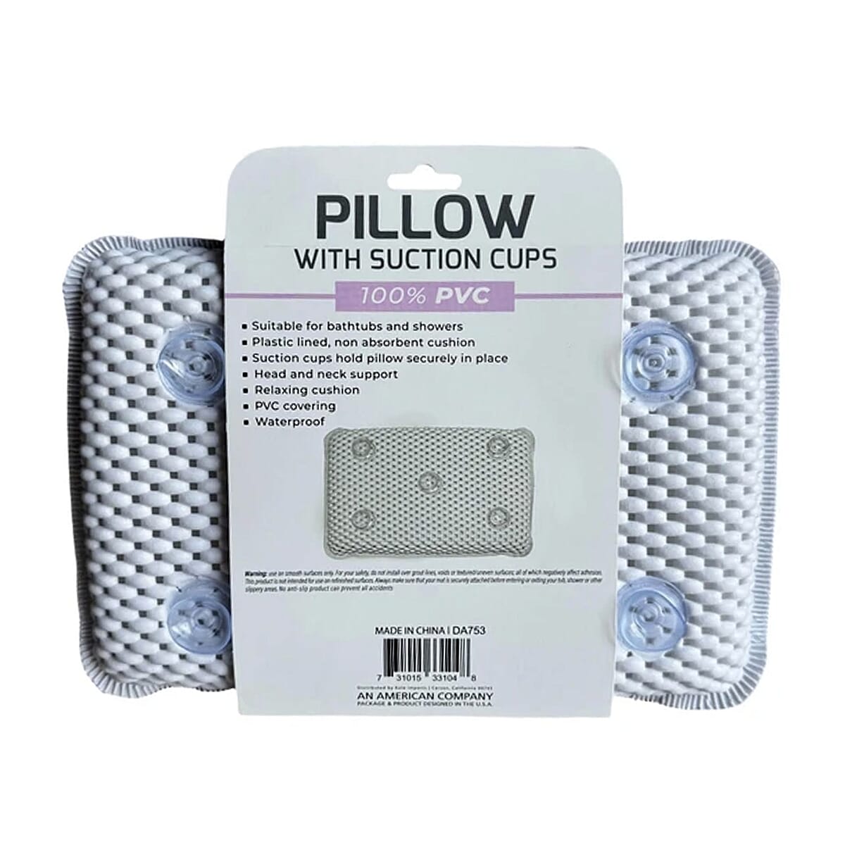 Closeout Headrest Bathtub Pillow with Suction Cups image number 2