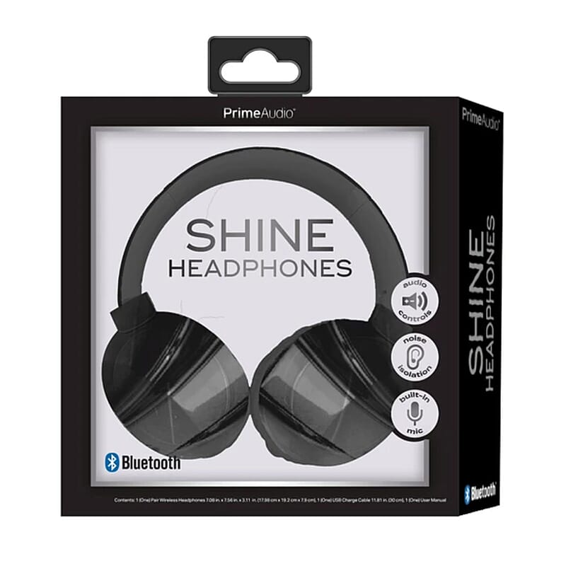 Closeout Prime Audio Shine Bluetooth Headphones -Black