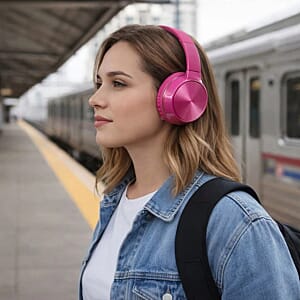 Closeout Prime Audio Shine Bluetooth Headphones -Pink