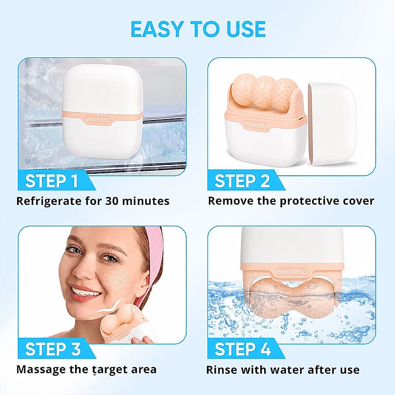 Beauty MD 2 in 1 Soothing Ice Roller for Face and Body in Apricot Blush