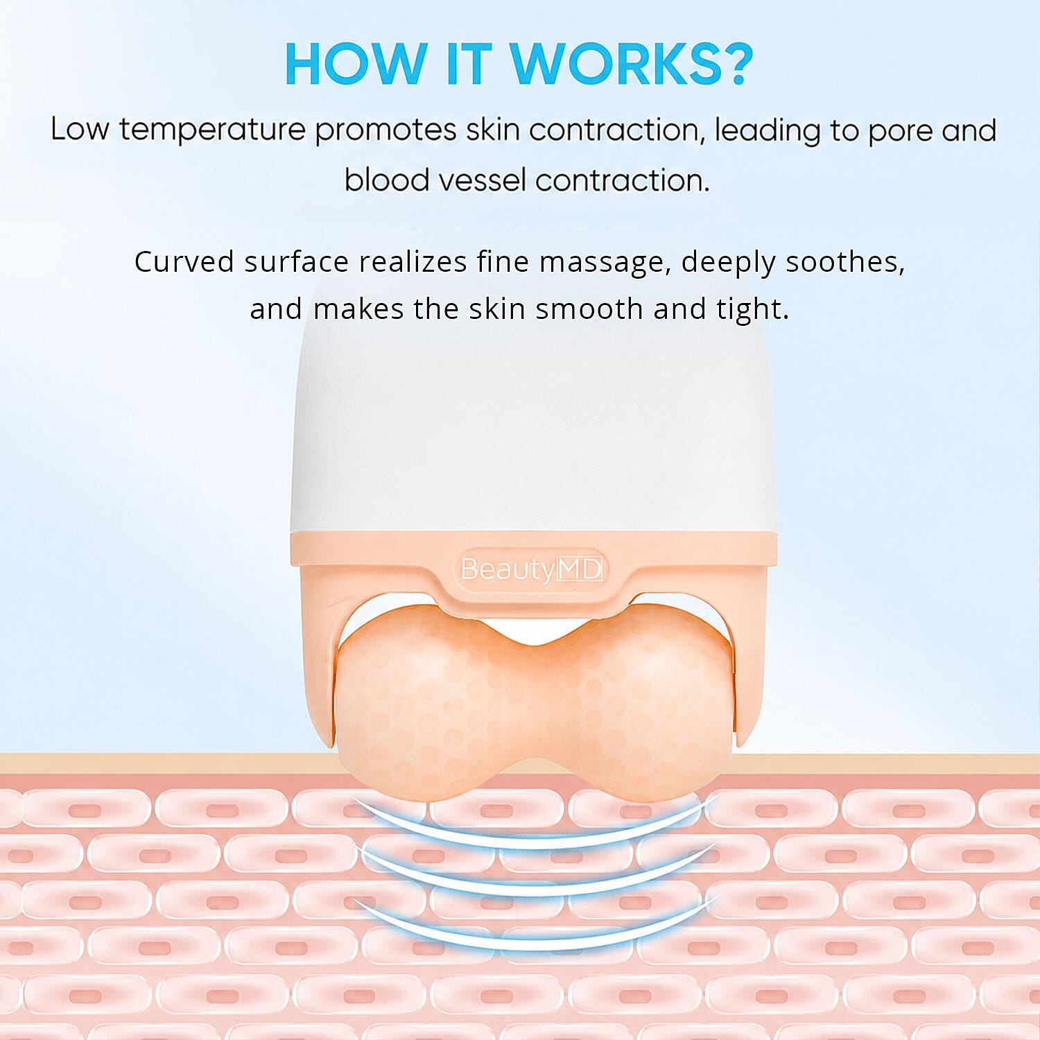 Beauty MD 2 in 1 Soothing Ice Roller for Face and Body in Apricot Blush