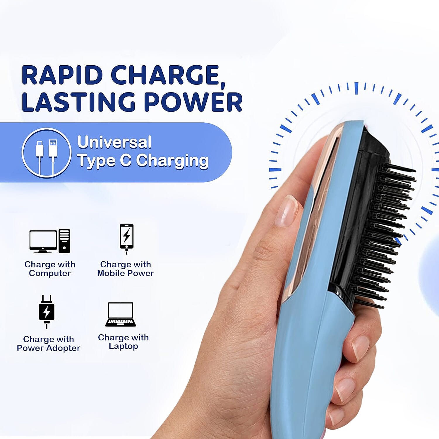 Bliss Electric Head Massager Laster Restoring Comb in Blue