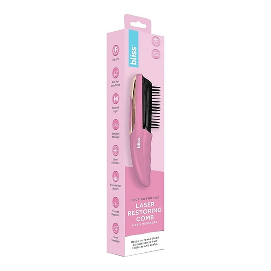 Bliss Electric Head Massager Laster Restoring Comb in Pink