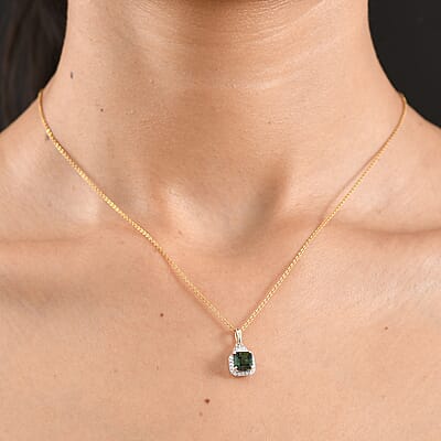 Luxoro AAA Santa Rosa Tourmaline and Diamond I2 1.40 ctw Pendant without Chain in 10K Green Gold