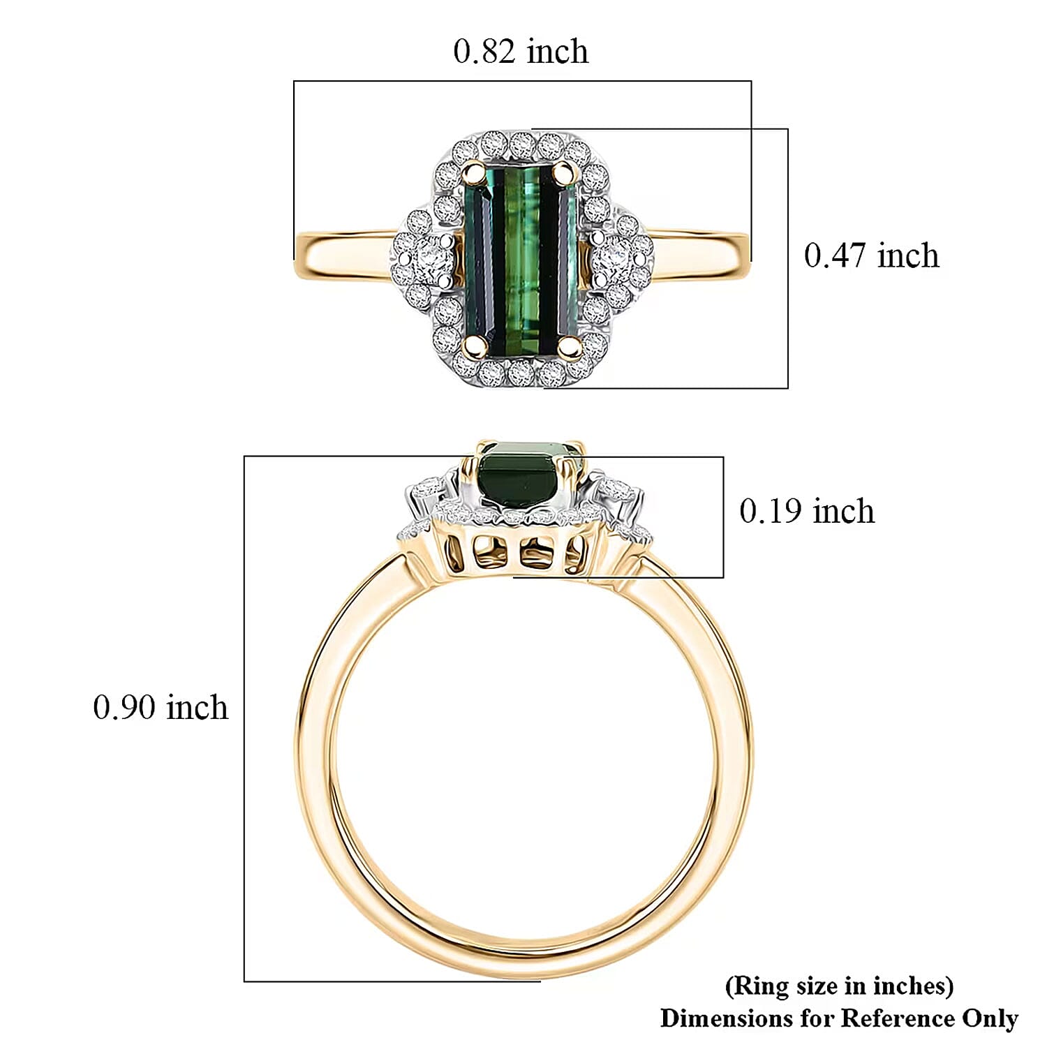 Luxoro AAA Santa Rosa Tourmaline and Diamond I2 1.50 ctw Ring in 10K Green Gold (Size 7.0)