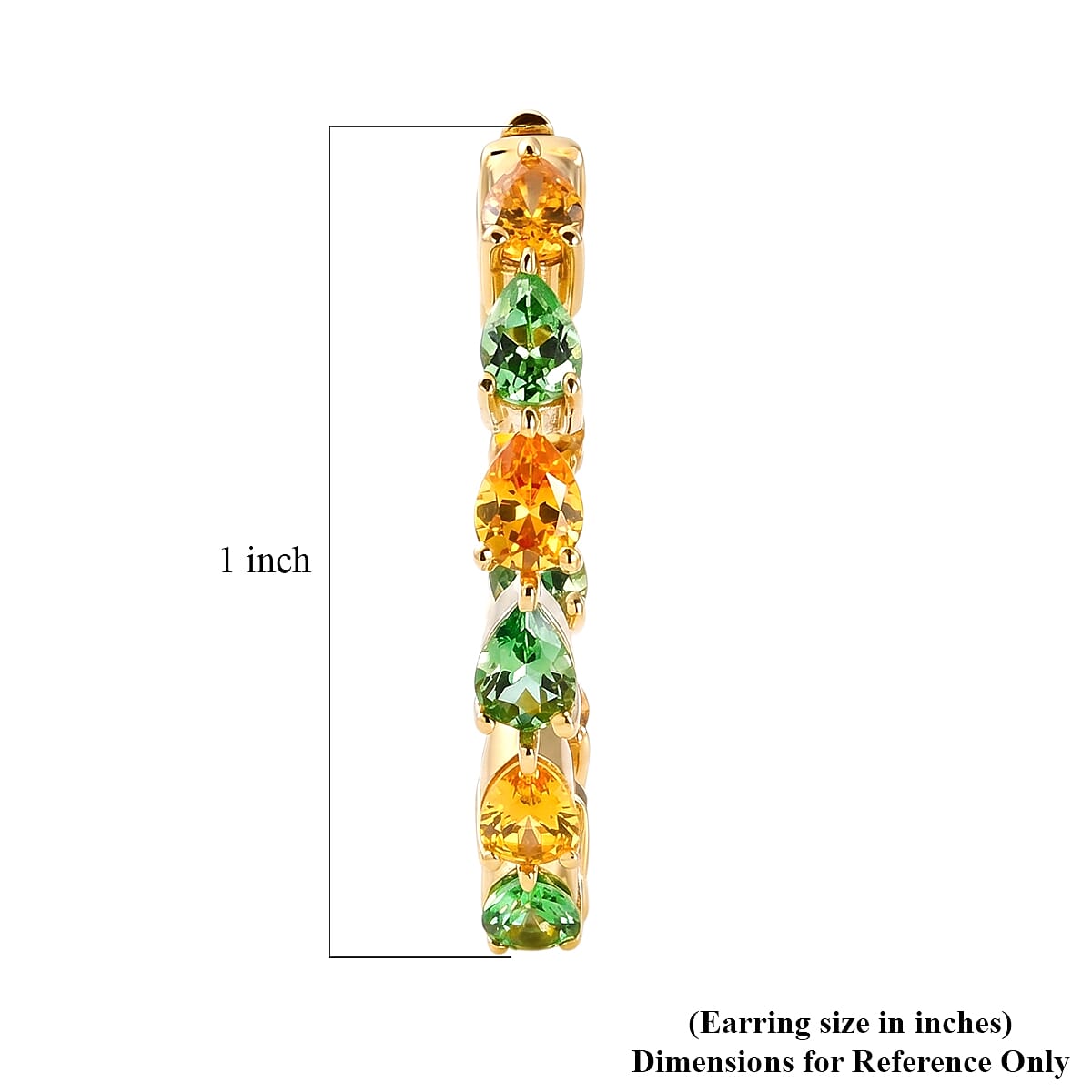 D'Joy Premium Tsavorite Garnet and Yellow Sapphire 3.35 ctw Majestic Leaf Line Earrings in 18K Vermeil Yellow Gold Over Sterling Silver image number 4