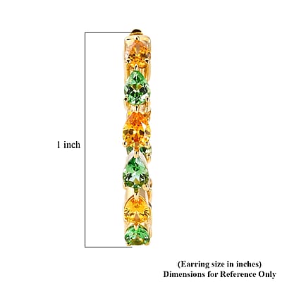 D'Joy Premium Tsavorite Garnet and Yellow Sapphire 3.35 ctw Majestic Leaf Line Earrings in 18K Vermeil Yellow Gold Over Sterling Silver