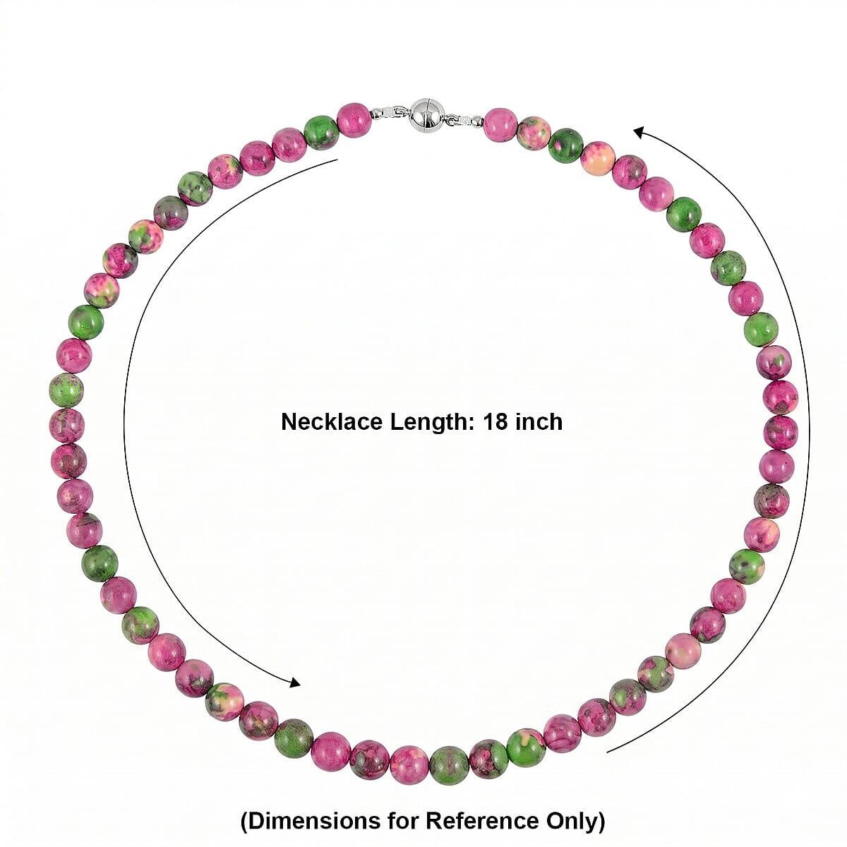 Watermelon Agate 150.00 ctw Beaded Necklace in Silvertone (18 Inches) image number 4