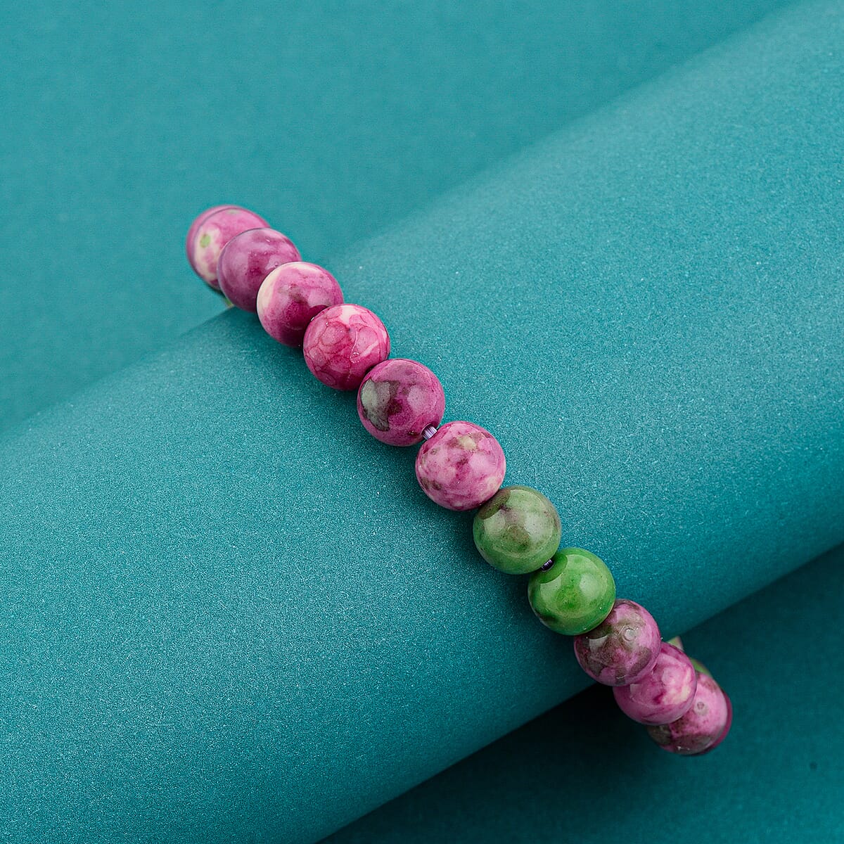 Watermelon Agate 80.00 ctw Beaded Stretch Bracelet image number 1