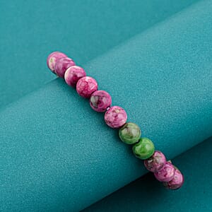 Watermelon Agate 80.00 ctw Beaded Stretch Bracelet