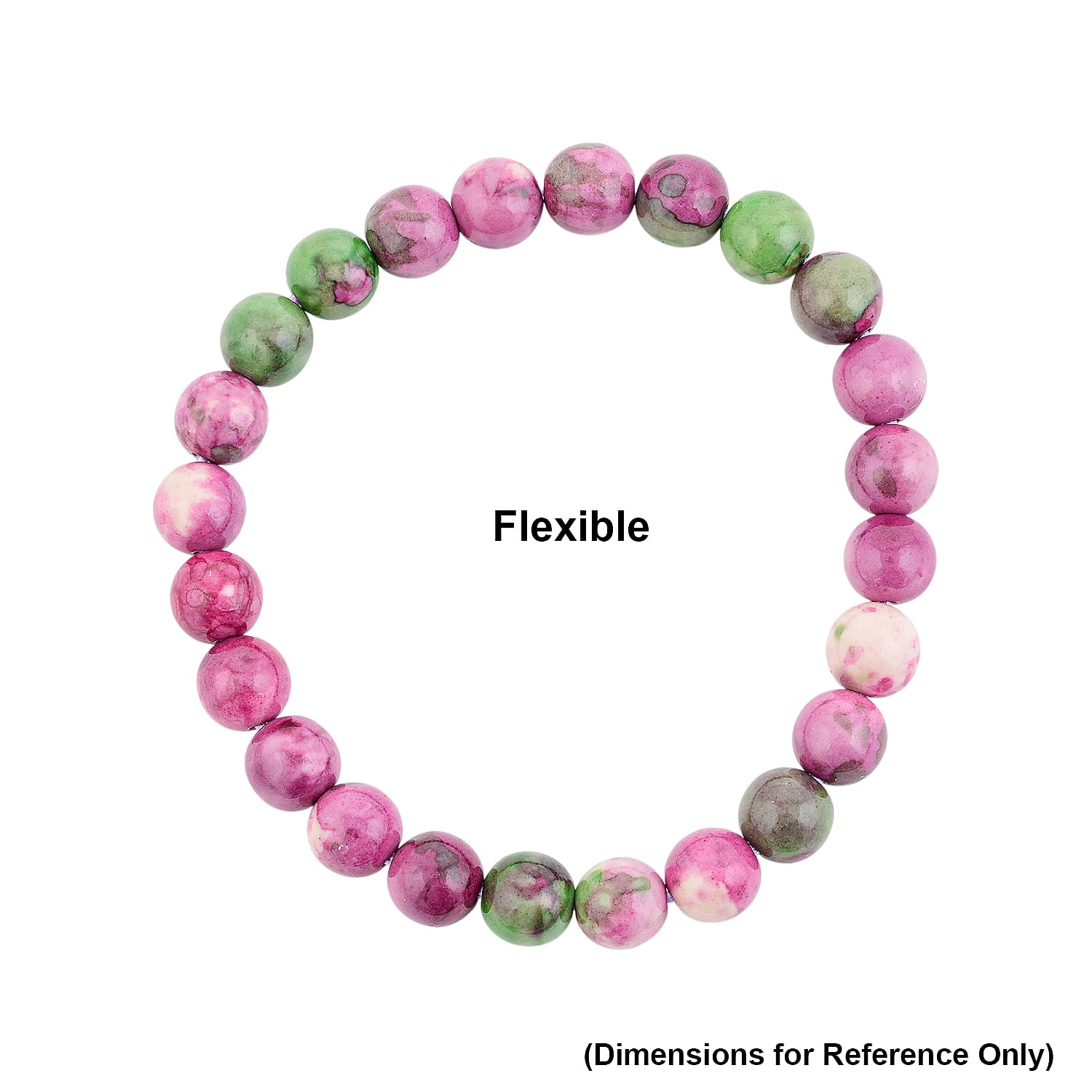 Watermelon Agate 80.00 ctw Beaded Stretch Bracelet