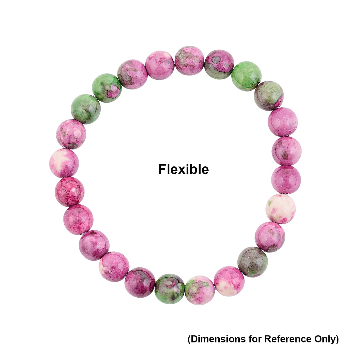 Watermelon Agate 80.00 ctw Beaded Stretch Bracelet image number 3