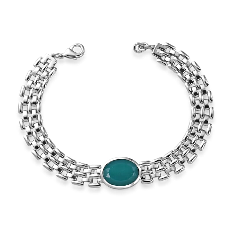 EverTrue Verde Onyx 8.60 ctw Emerald Flow Essence Bracelet in Platinum Bond (8.00 In)