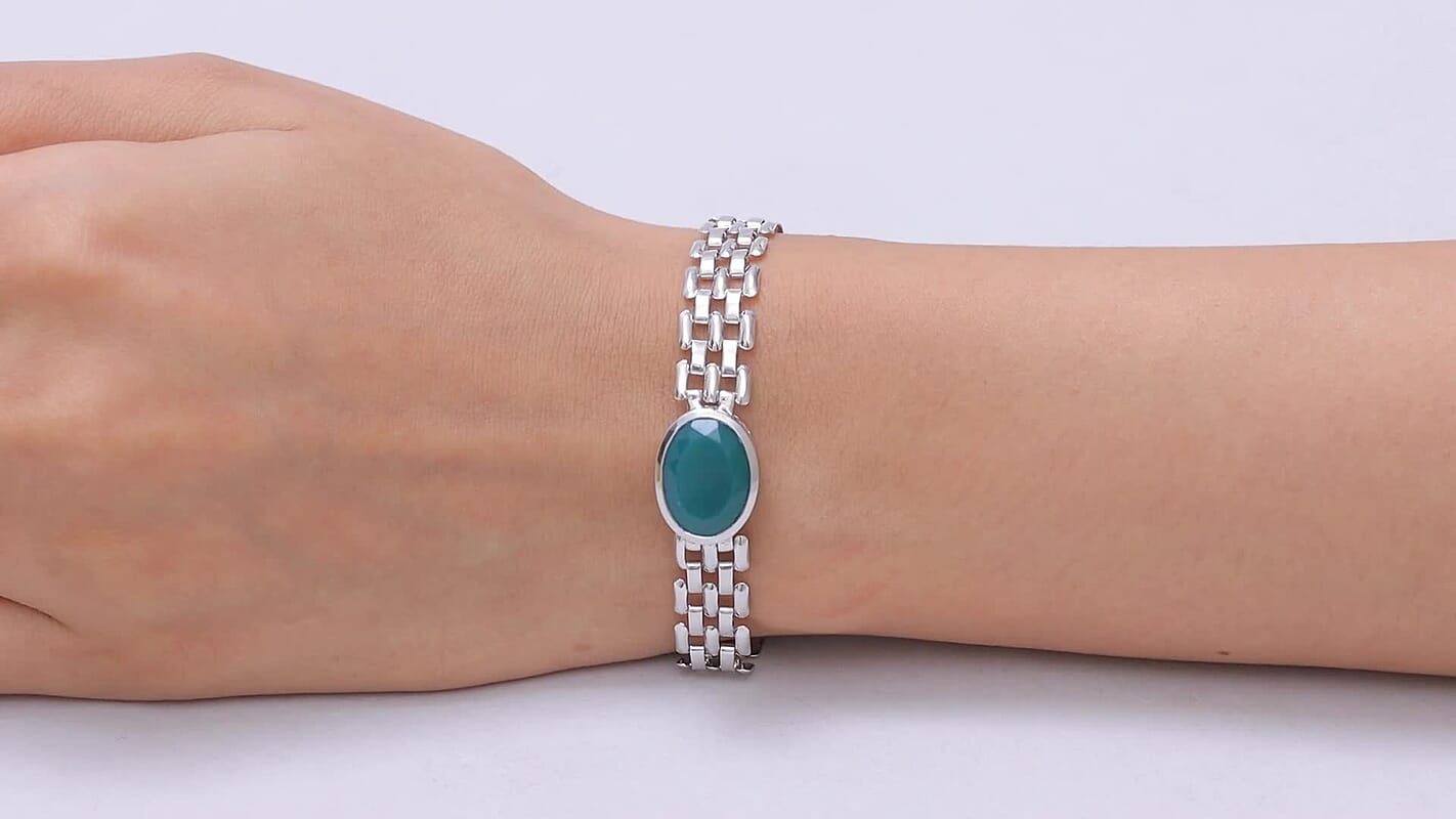 EverTrue Verde Onyx Chain Bracelet in Platinum Bond (8.00 In) 8.60 ctw