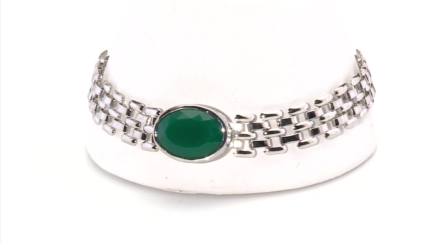 EverTrue Verde Onyx Chain Bracelet in Platinum Bond (8.00 In) 8.60 ctw