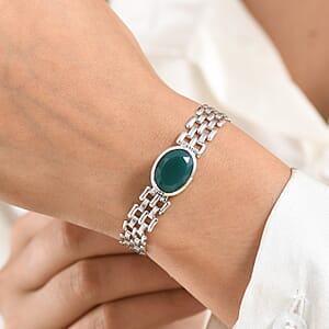 EverTrue Verde Onyx 8.60 ctw Emerald Flow Essence Bracelet in Platinum Bond (8.00 In)