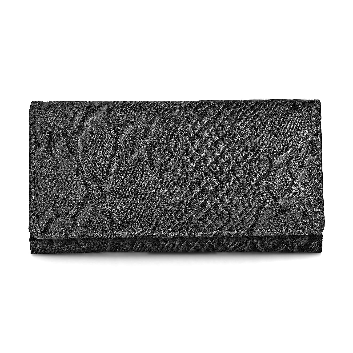La Marey Black Python Print Genuine Leather with RFID Wallet