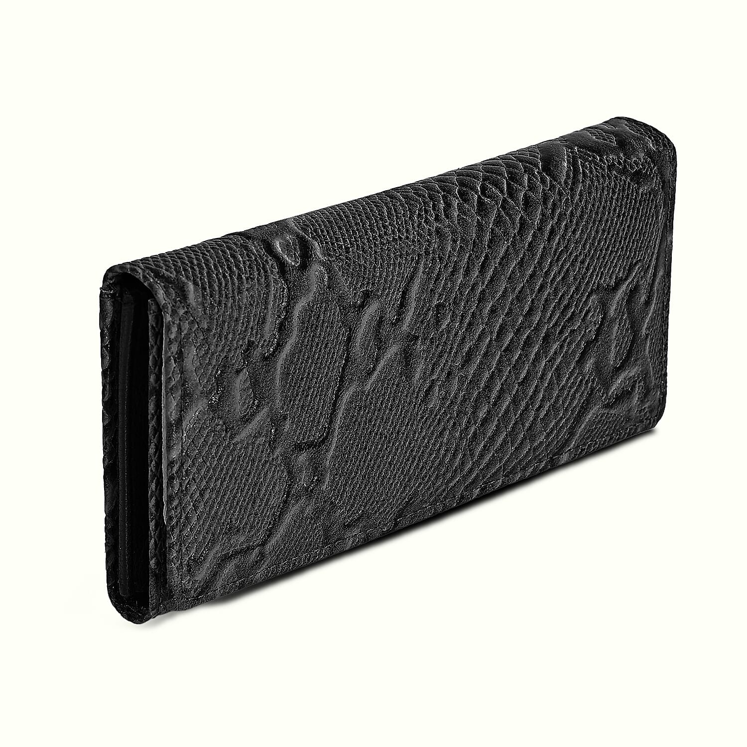 La Marey Black Python Print Genuine Leather with RFID Wallet