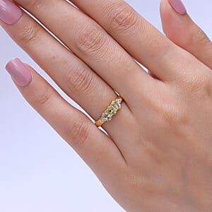 D'Joy Green Tanzanite and White Zircon 0.75 ctw Ring in 18K Vermeil Yellow Gold Over Sterling Silver (Size 8.0)