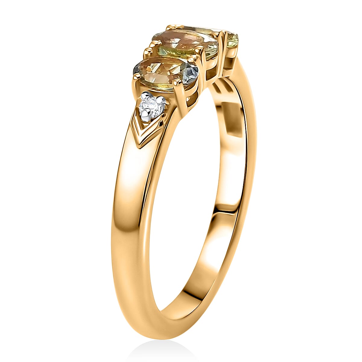 D'Joy Green Tanzanite, White Zircon Ring in 18K Vermeil YG Over Sterling Silver (Size 6.5) 0.75 ctw image number 4