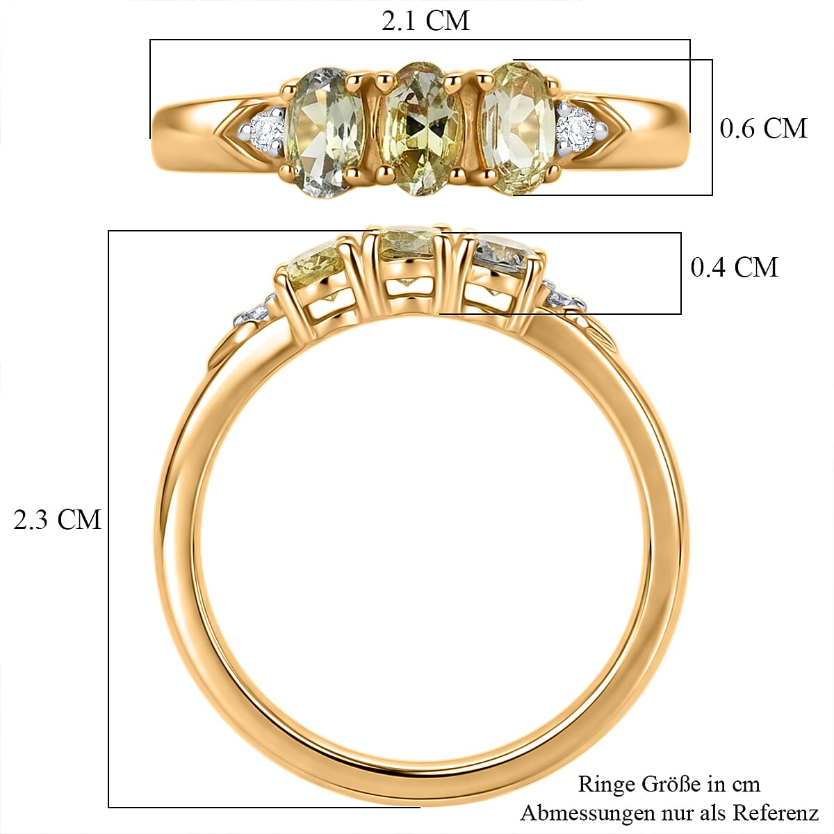 D'Joy Green Tanzanite, White Zircon Ring in 18K Vermeil YG Over Sterling Silver (Size 6.5) 0.75 ctw image number 6