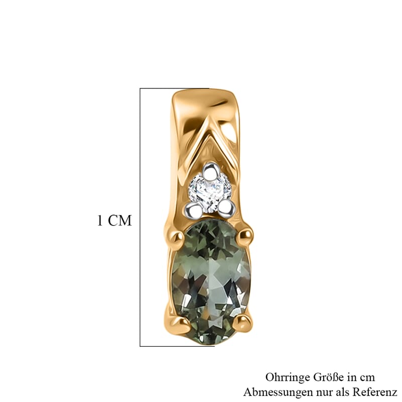 D'Joy Green Tanzanite and White Zircon 0.50 ctw Earrings in 14K Yellow Gold Over Sterling Silver