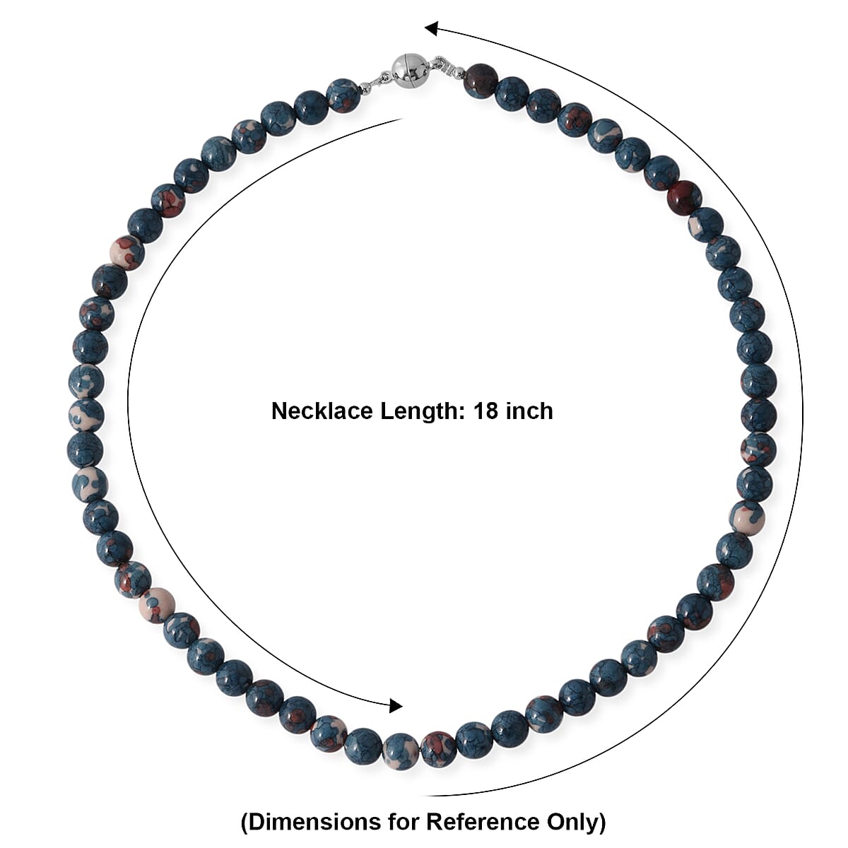 Coper Blue Agate 150.00 ctw Beaded Necklace in Silvertone 18 Inches image number 5