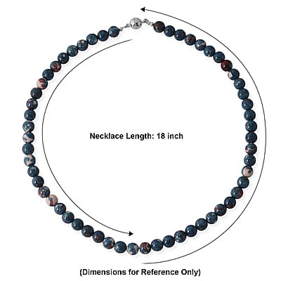 Coper Blue Agate 150.00 ctw Beaded Necklace in Silvertone 18 Inches