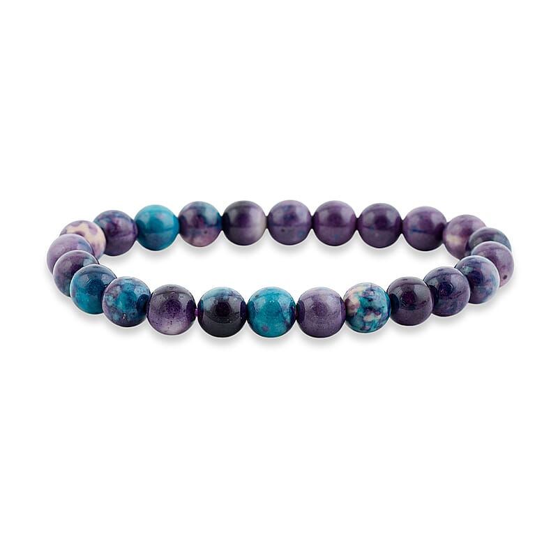 Multi Blue Agate 80.00 ctw Beaded Stretch Bracelet