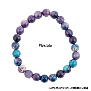 Multi Blue Agate 80.00 ctw Beaded Stretch Bracelet