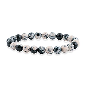 Blue White Agate 80.00 ctw Beaded Stretch Bracelet