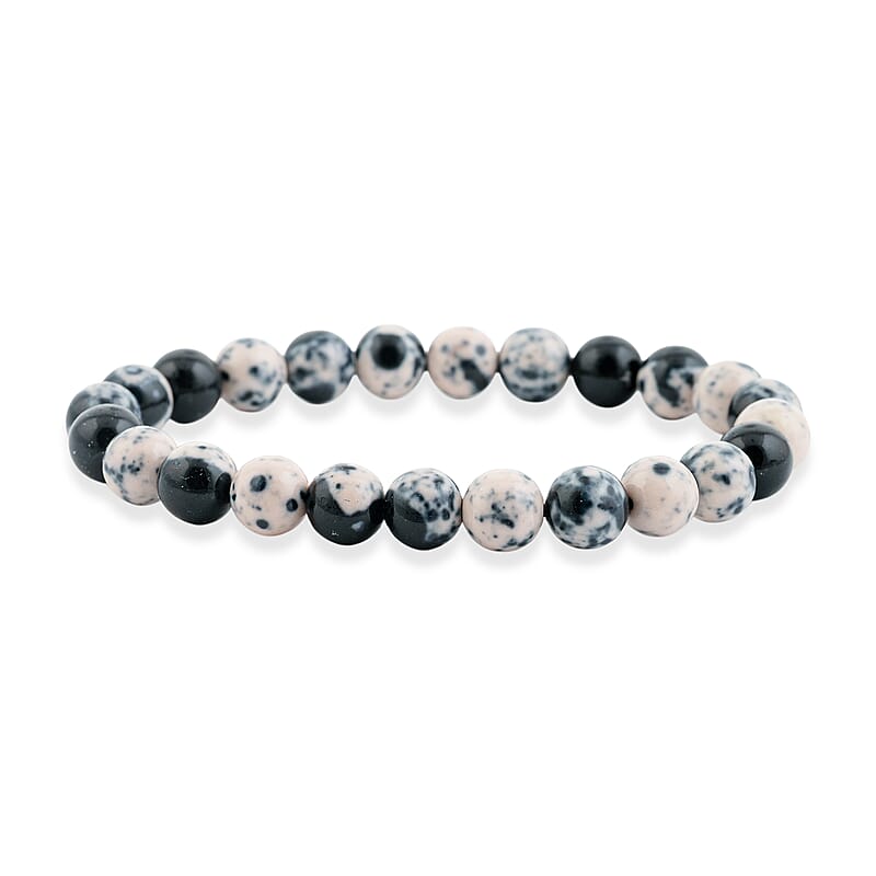 Blue White Agate 80.00 ctw Beaded Stretch Bracelet