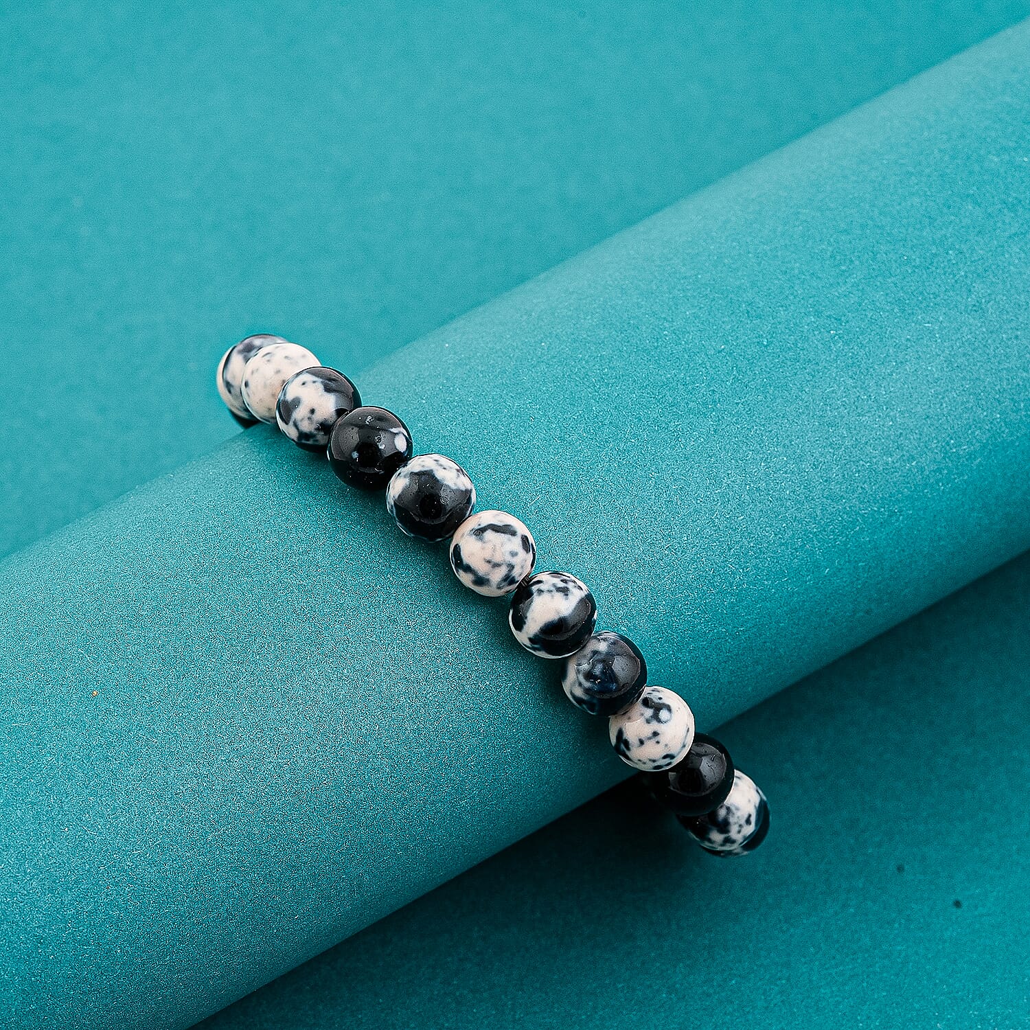 Blue White Agate 80.00 ctw Beaded Stretch Bracelet