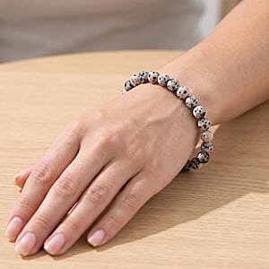 Blue White Agate 80.00 ctw Beaded Stretch Bracelet