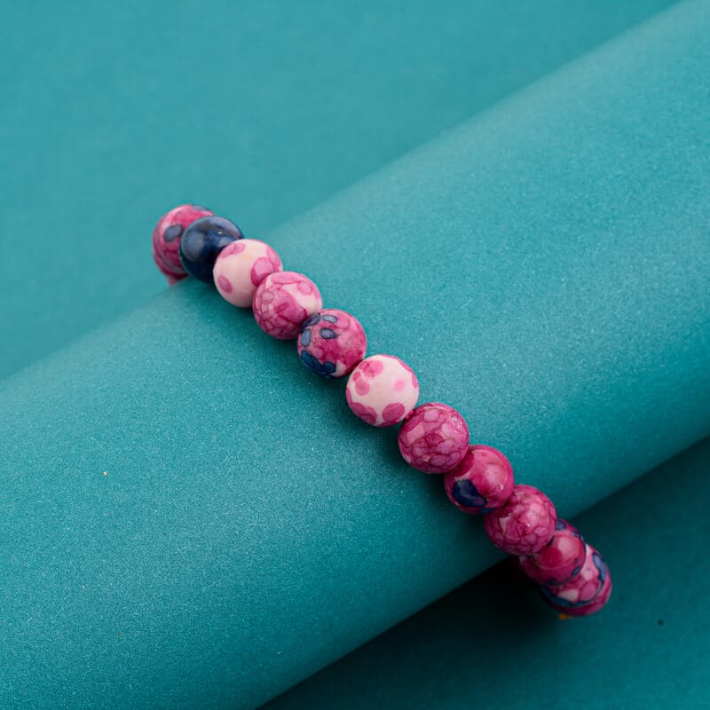 Red Blue Dragon Agate 80.00 ctw Beaded Stretch Bracelet