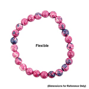 Red Blue Dragon Agate 80.00 ctw Beaded Stretch Bracelet