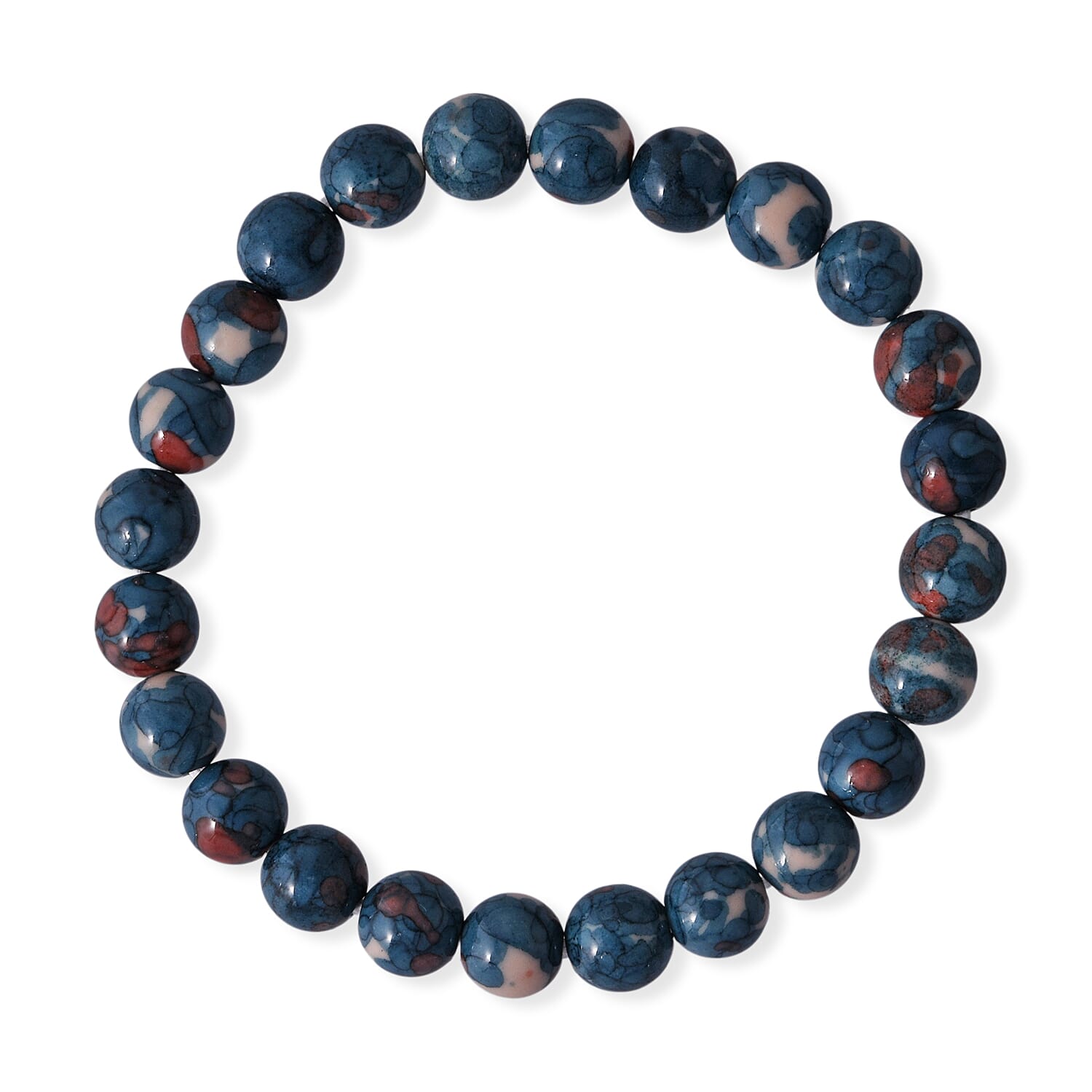 Coper Blue Agate 75.00 ctw Beaded Stretch Bracelet