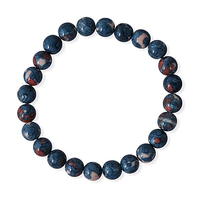 Coper Blue Agate 75.00 ctw Beaded Stretch Bracelet