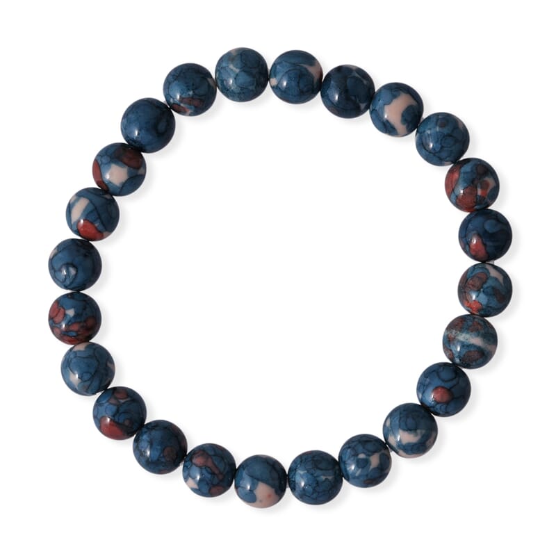Coper Blue Agate 75.00 ctw Beaded Stretch Bracelet