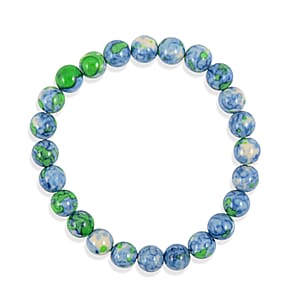 Multi Sky Blue Agate 80.00 ctw Beaded Stretch Bracelet