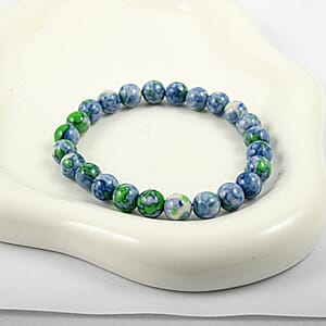 Multi Sky Blue Agate 80.00 ctw Beaded Stretch Bracelet