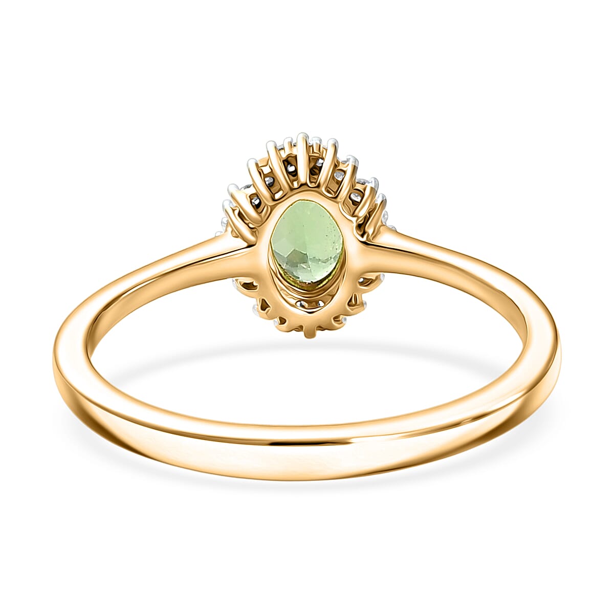 D'Joy Premium Tsavorite Garnet and Diamond 0.60 ctw Imperial Bloom Halo Ring in 18K Vermeil Yellow Gold Over Sterling Silver (Size 5.0)