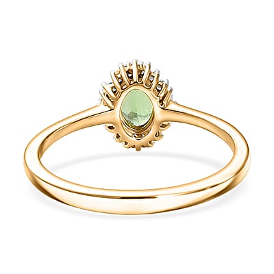 D'Joy Premium Tsavorite Garnet and Diamond 0.60 ctw Imperial Bloom Halo Ring in 18K Vermeil Yellow Gold Over Sterling Silver (Size 5.0)