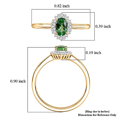 D'Joy Premium Tsavorite Garnet and Diamond 0.60 ctw Imperial Bloom Halo Ring in 18K Vermeil Yellow Gold Over Sterling Silver (Size 5.0)