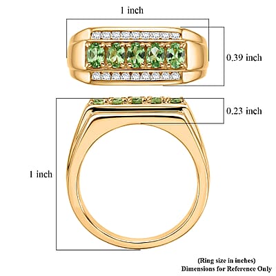 D'Joy Premium Tsavorite Garnet and Moissanite 1.10 ctw Men's Ring in 18K Vermeil Yellow Gold Over Sterling Silver (Size 9.0)