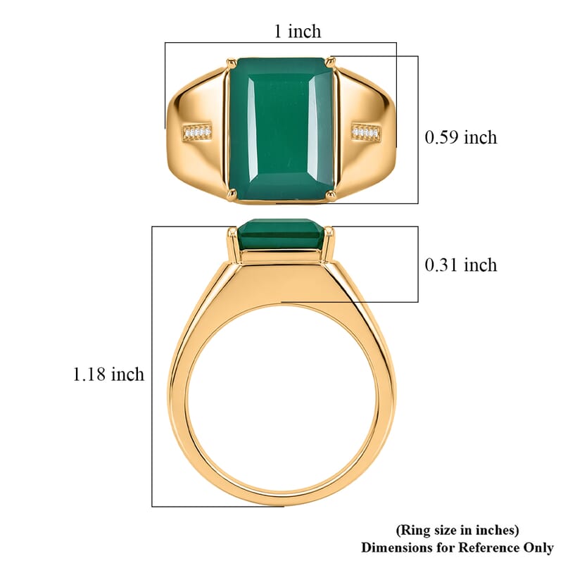 EverTrue Verde Onyx and White Zircon 6.80 ctw Forest Monarch Men's Ring in 18K YG Plated (Size 10.0)