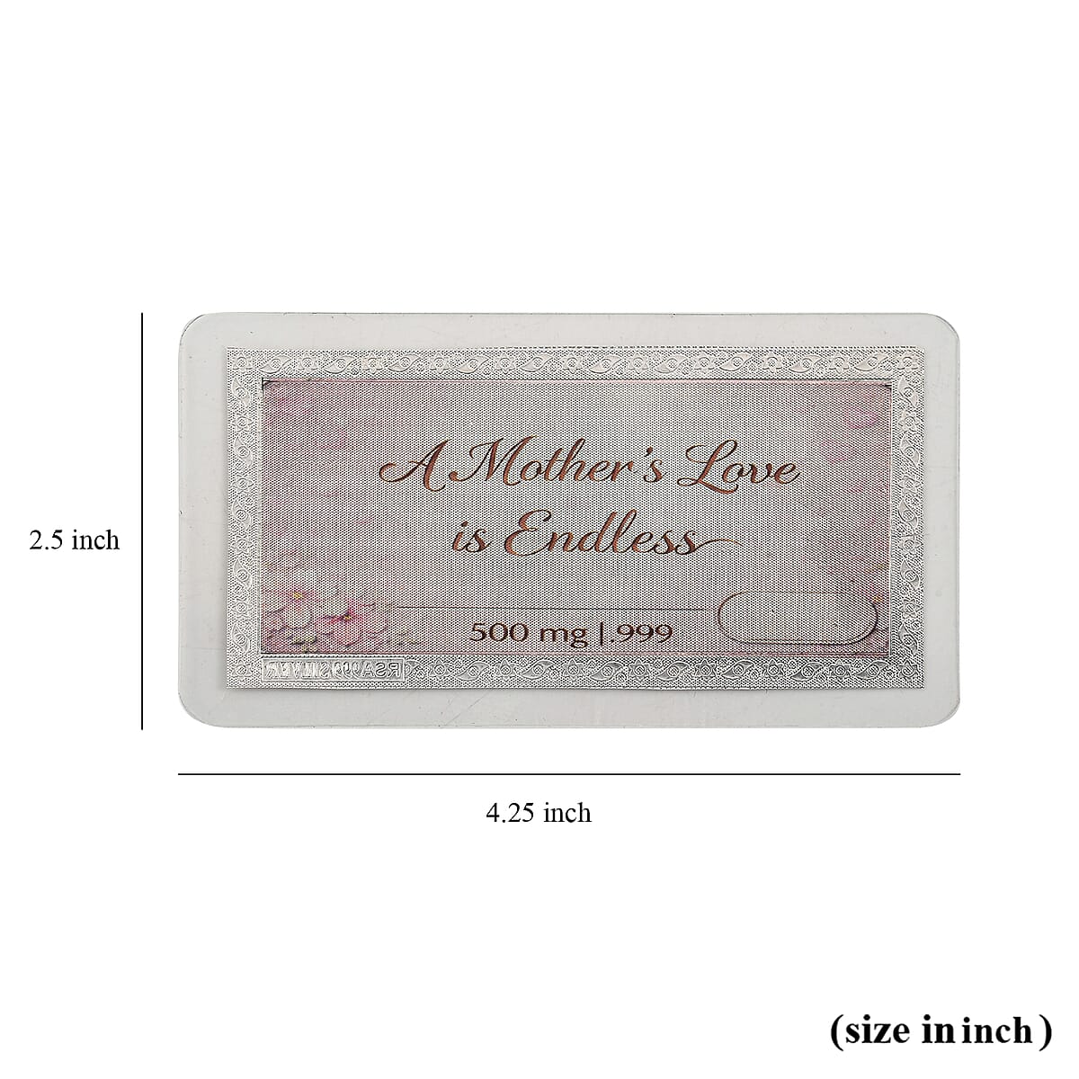 999 Fine Silver Forever My First Love Mother's Day Embossed Bar 500 mg image number 7
