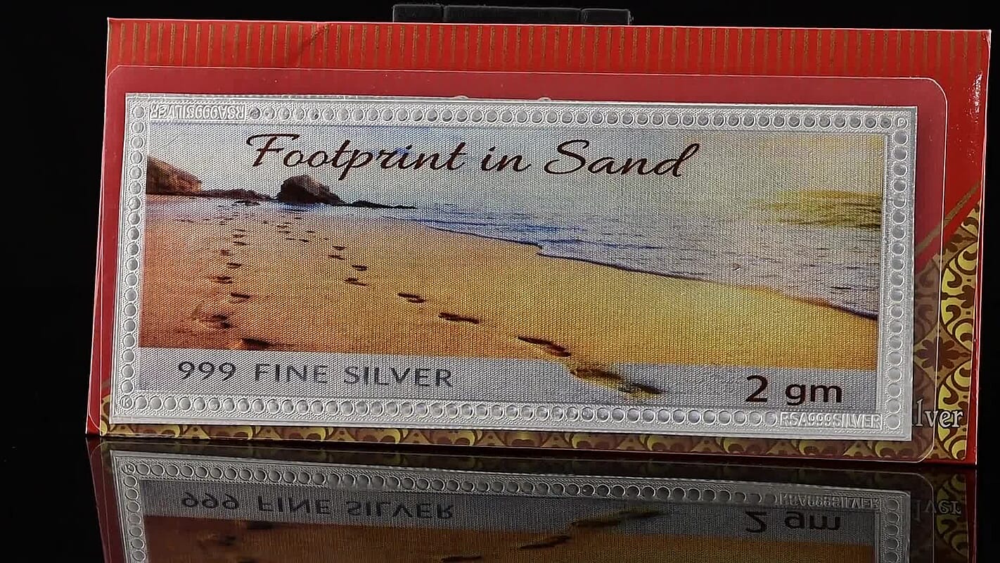 999 Fine Silver Footprint in Sand Embossed Sheet (2 g)