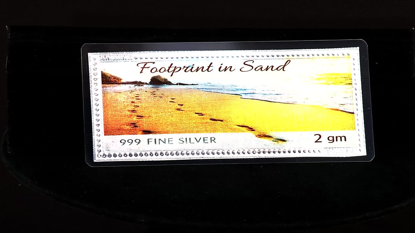 999 Fine Silver Footprint in Sand Embossed Sheet (2 g)